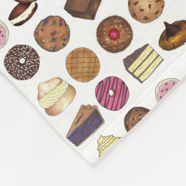 Bake Sale Cookie Cake Pie Doughnut Brownie Foodie Fleece Blanket (Corner)