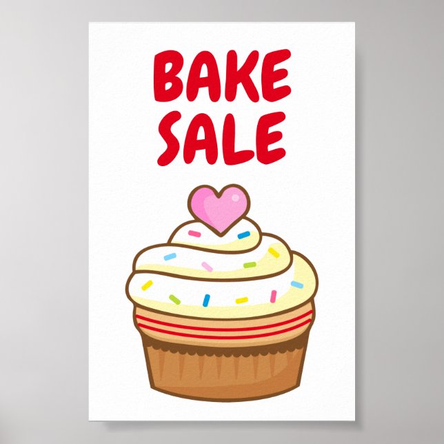 BAKE SALE cupcake baking sign poster (Front)