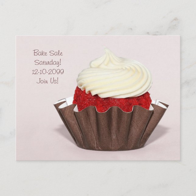 Bake Sale Fundraiser Postcard Red Velvet Cupcak (Front)