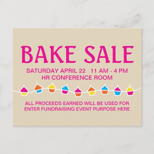 bake sale mailout flyers postcard (Front)