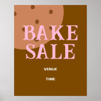 Bake Sale Sign, Cute Bake Sale Announcement, Brown