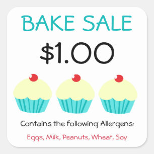 Bake Sale Stickers Customize Contains Allergens