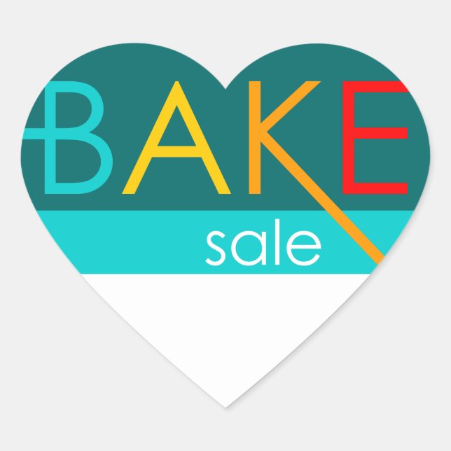 bake sale (typographic) heart sticker (Front)