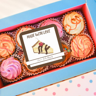 Bake Sale Watercolor Cheesecake Custom Square Sticker