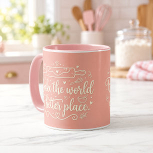 Bake the World a Better Place Pink Combo Mug