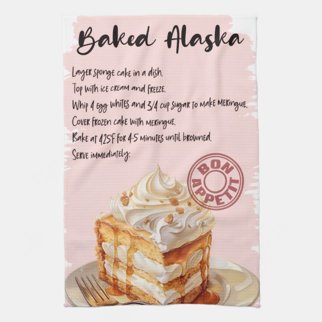 Baked Alaska Recipe Kitchen Towel (Vertical)