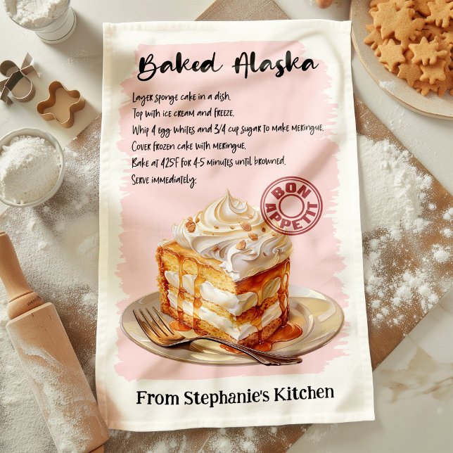 Baked Alaska Recipe Personalized Kitchen Towel (Creator Uploaded)
