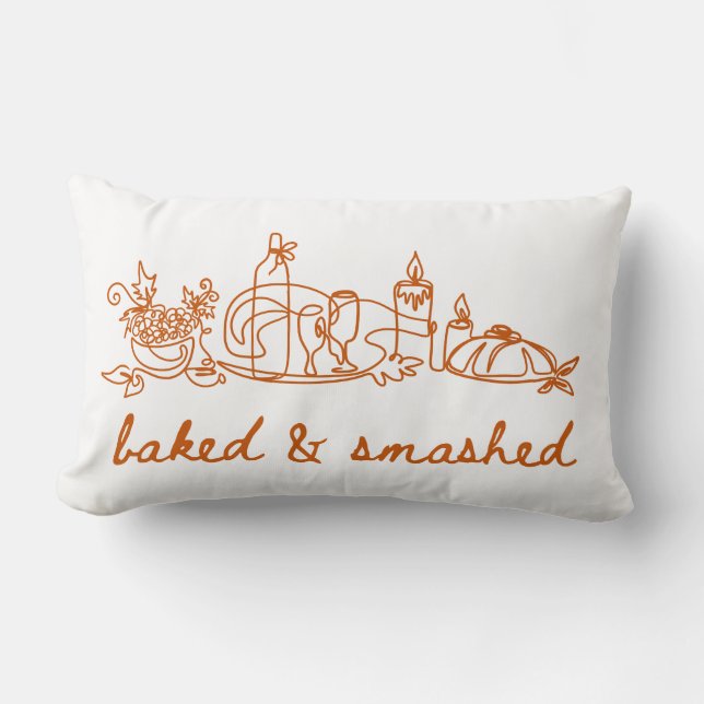 baked and smashed thanksgiving  lumbar pillow (Front)