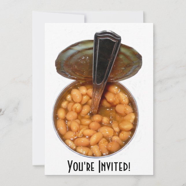 Baked Beans in Tin Can with Spoon Invitation (Front)