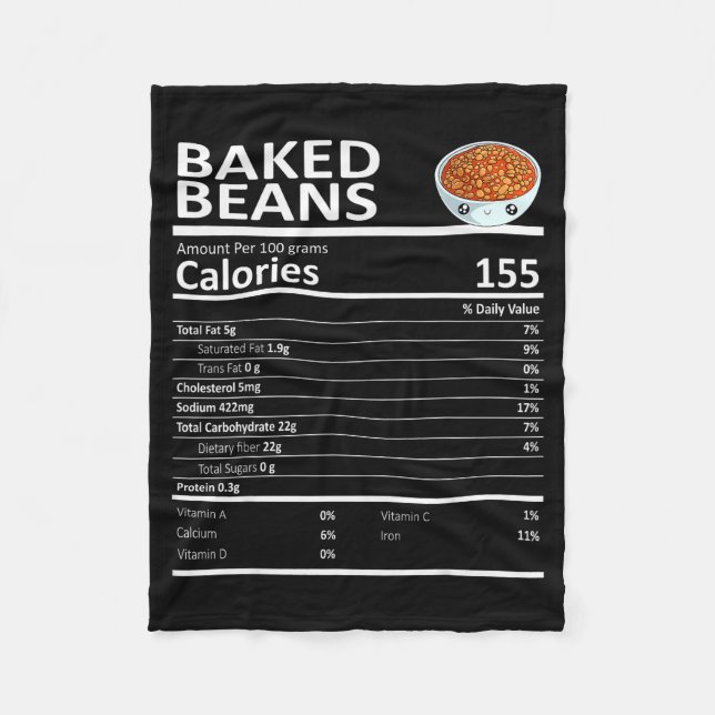 Baked Beans Nutritional Facts Thanksgiving X-mas G Fleece Blanket (Front)