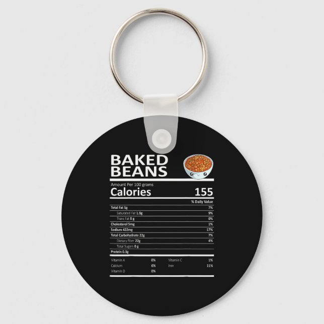 Baked Beans Nutritional Facts Thanksgiving X-mas G Keychain (Front)