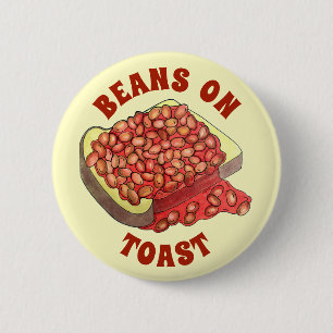 Baked Beans on Toast UK British Cuisine Food 2 Inch Round Button
