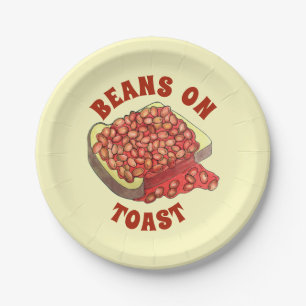 Baked Beans on Toast UK British Cuisine Food Paper Plate