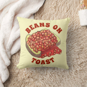 Baked Beans on Toast UK British Cuisine Food Throw Pillow