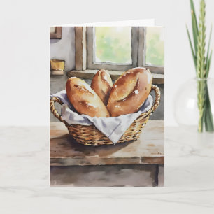 Baked Bread in a Basket Farmhouse Aesthetic  Card