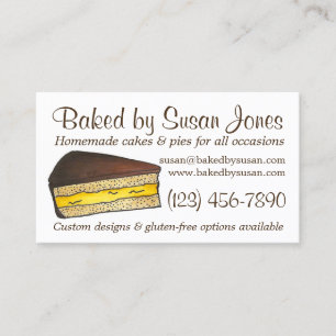 Baked By Boston Cream Pie Cake Slice Bakery Pastry Business Card