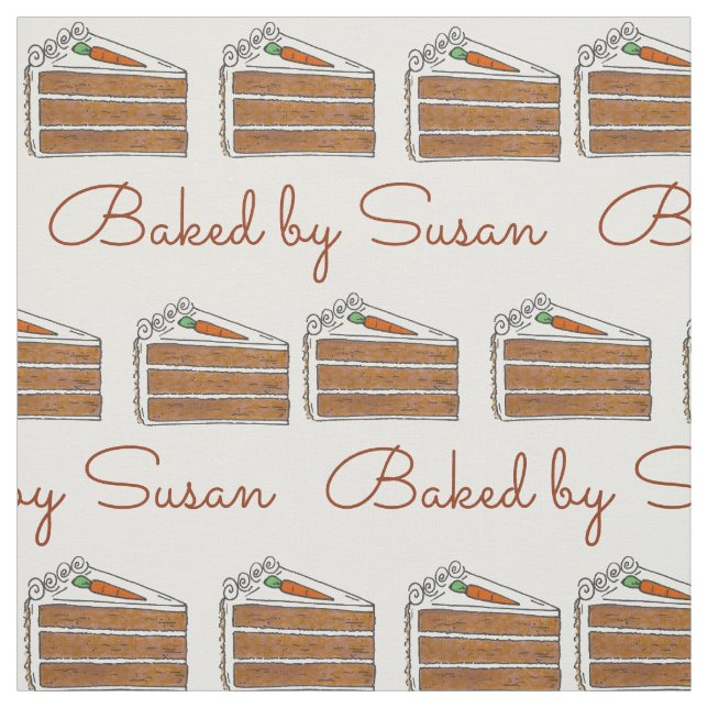 Baked By Personalized Carrot Cake Slice Baking Fabric (Swatch)