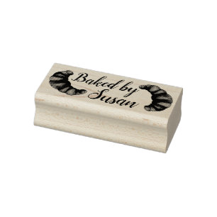 Baked by Personalized French Croissant Pastry Chef Rubber Stamp