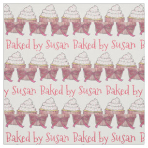 Baked by Personalized Pink Frosted Cupcake Cake Fabric