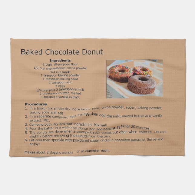 Baked Chocolate Doughnut Recipe Kitchen Towel (Horizontal)