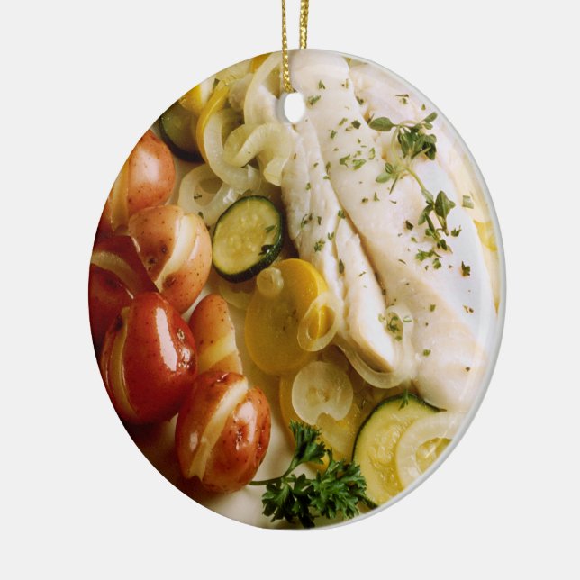 Baked Fish Dinner Ceramic Ornament (Left)
