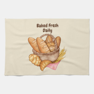 Baked Fresh Daily Bread and Rolls Bakery, Baking Kitchen Towel