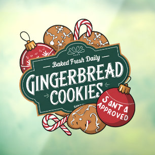 Baked fresh daily gingerbread Christmas Window Cling
