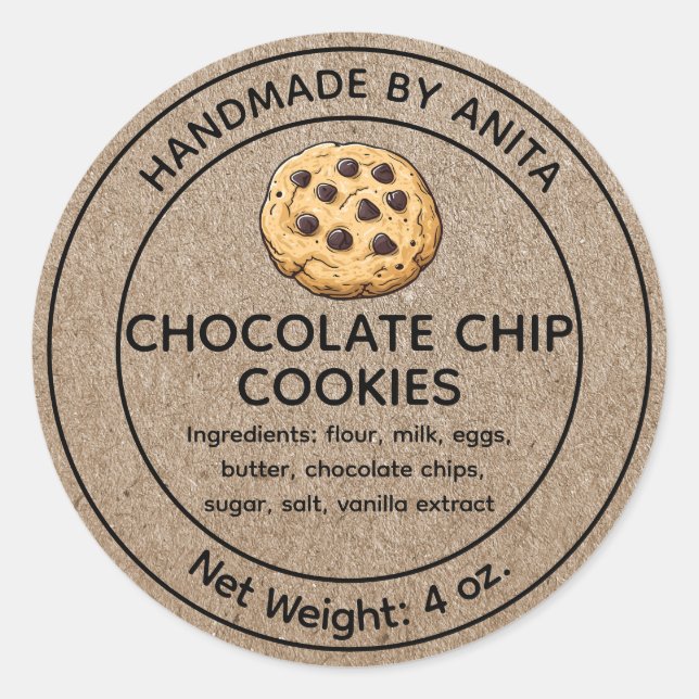 Baked Goods Chocolate Chip Cookies Label Kraft (Front)