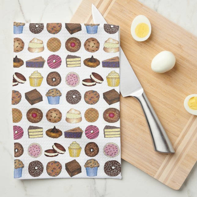 Baked Goods Foodie Muffin Cake Whoopie Pie Cupcake Kitchen Towel (Quarter Fold)