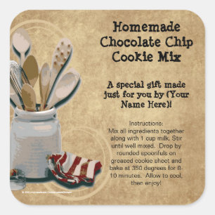 Baked Goods or Mix Gift Jar Labels, Personalized Square Sticker