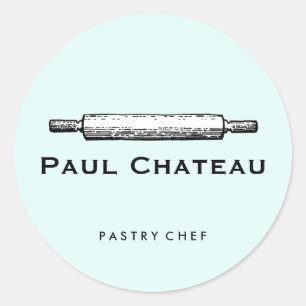 Baked Goods  Rolling Pin Bakery Pale Blue  Classic Round Sticker