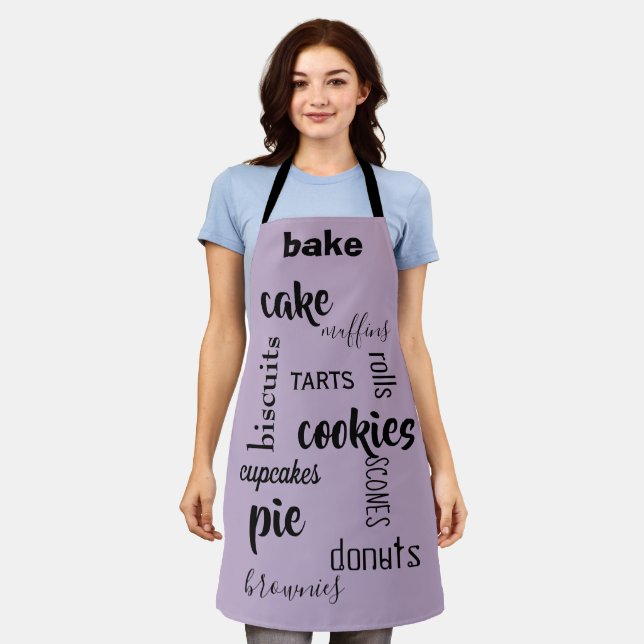 Baked Goods Words Purple Kitchen Apron (Worn)