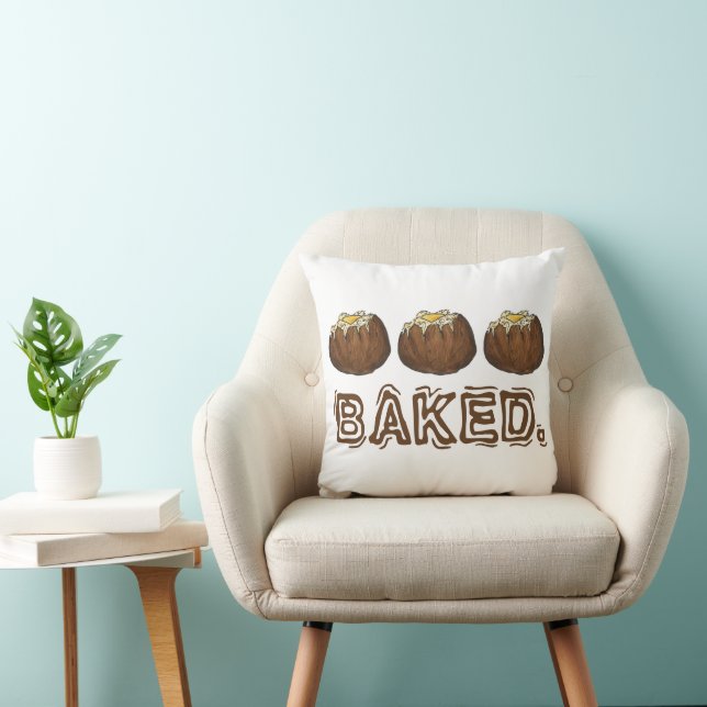 Baked Jacket Russet Potato Potatoes Butter Food  Throw Pillow (Chair)