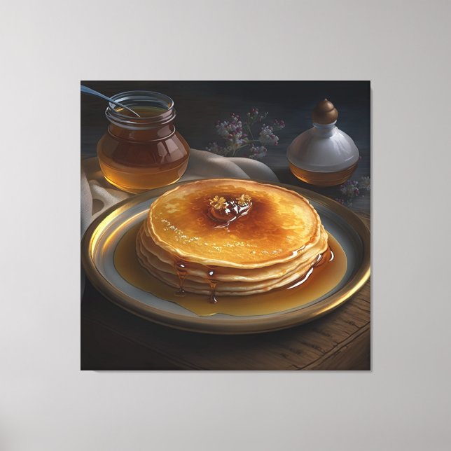 baked pancakes served on a stunnig platter canvas print (Front)