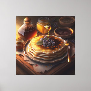 baked pancakes served on a stunnig platter canvas print