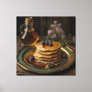 baked pancakes served on a stunnig platter canvas print