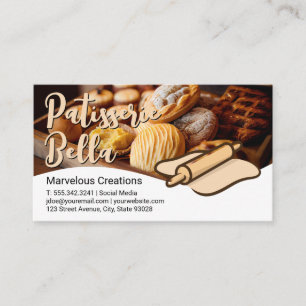 Baked Pastries   Rolling Pin and Dough Business Ca Business Card