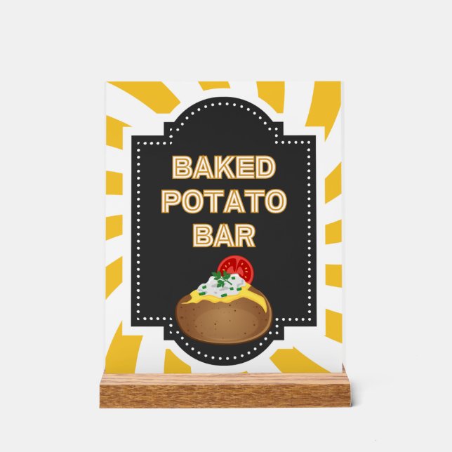 Baked Potato Bar - Acrylic Table Sign for Party (Front)