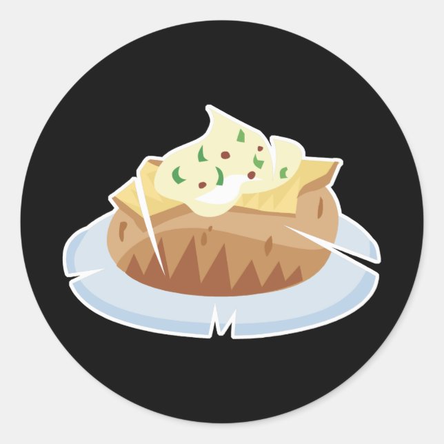 baked potato classic round sticker (Front)