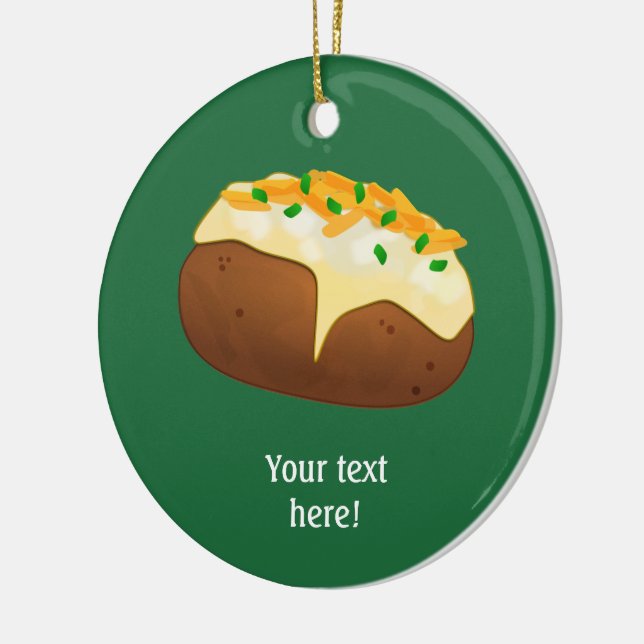 Baked Potato in its Jacket - popular food on a Ceramic Ornament (Left)