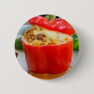 Baked stuffed peppers with meat sauce and cheese 2 inch round button