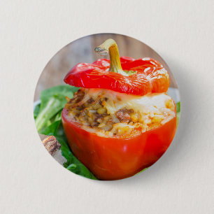 Baked stuffed peppers with meat sauce and cheese 2 inch round button
