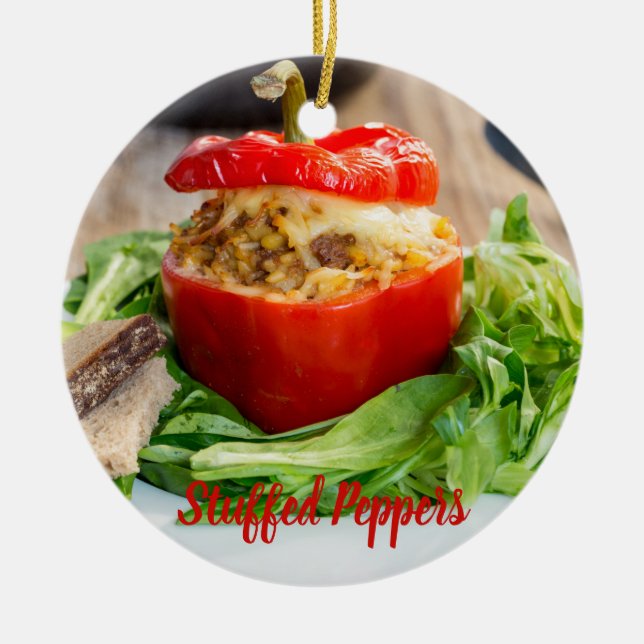 Baked Stuffed Peppers with meat sauce and cheese Ceramic Ornament (Front)