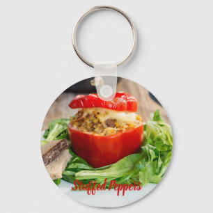 Baked Stuffed Peppers with meat sauce and cheese M Keychain