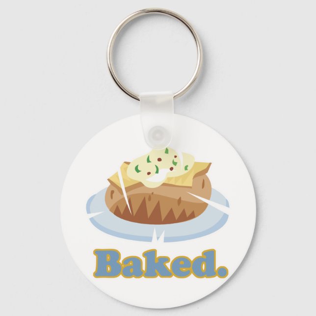 BAKED text baked potato Keychain (Front)