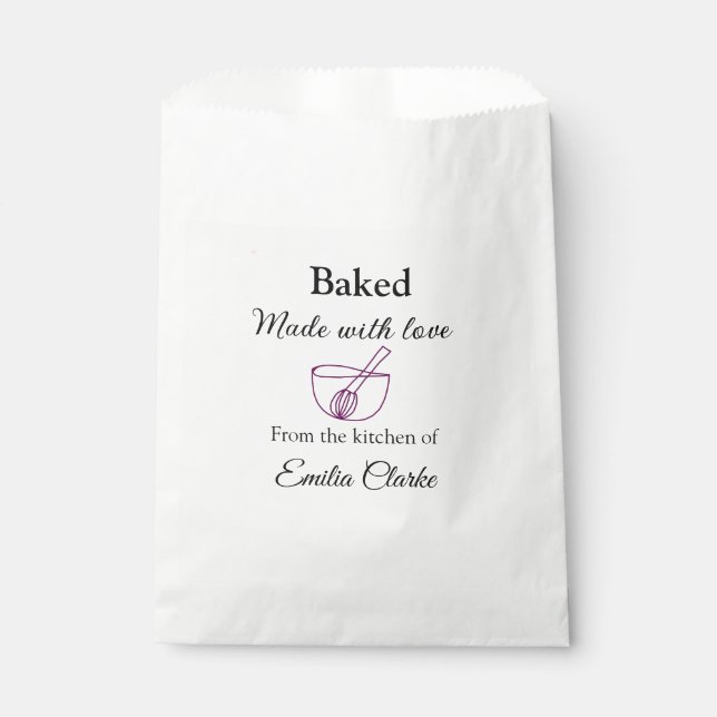 Baked with love bakery business add name texture l favour bag (Front)