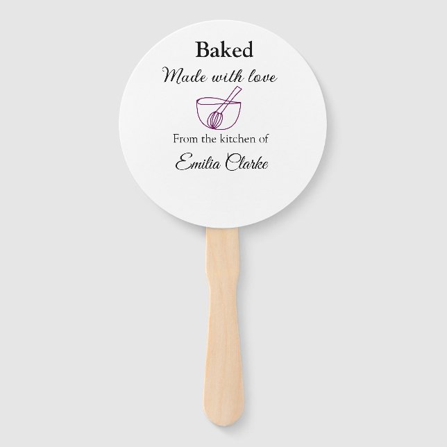 Baked with love bakery business add name texture l hand fan (Front)