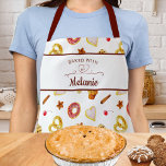 BAKED WITH LOVE Bakery Pattern Personalized Apron<br><div class="desc">Pattern of baked goods and titled with BAKED WITH HEART (LOVE) BY NAME.</div>