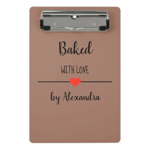 Baked with love brown name     mini clipboard
