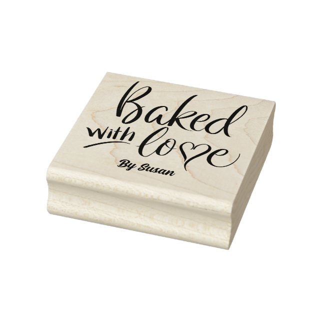 Baked with Love Brush Calligraphy Rubber Stamp (Stamp)